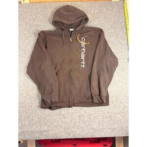 Vintage Y2K Faded Brown Carhartt Zip Up Hoodie Size 2XL
